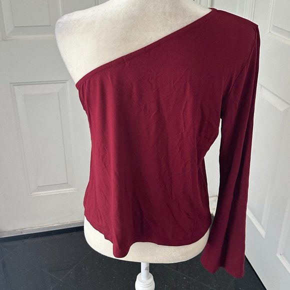 NWT Nasty Gal Maroon One-Shoulder Top Size 10 US 14 UK - Picture 5 of 10